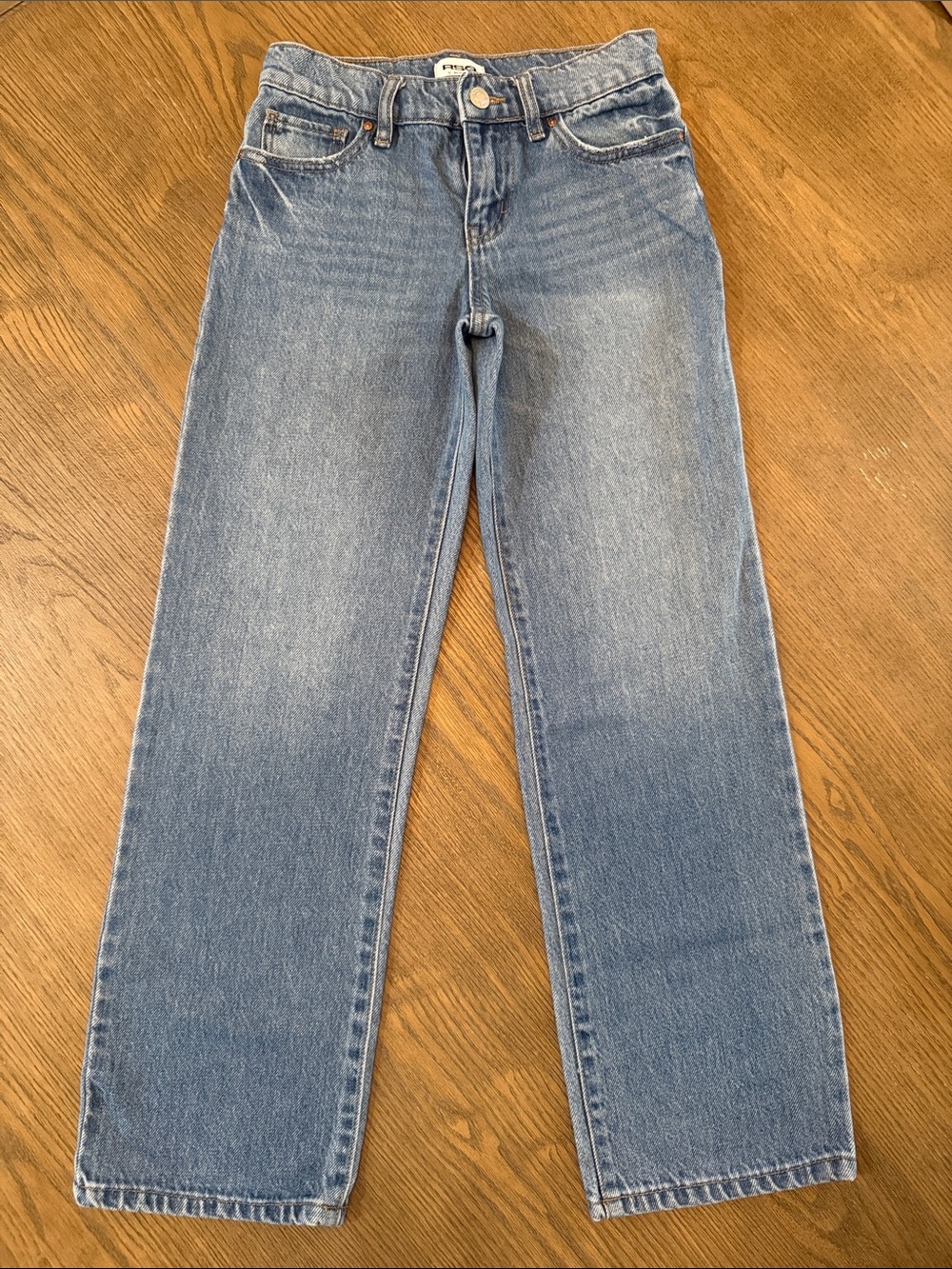 RSQ Girls Low Rise Wide Leg Straight Jeans - Medium Blue Wash